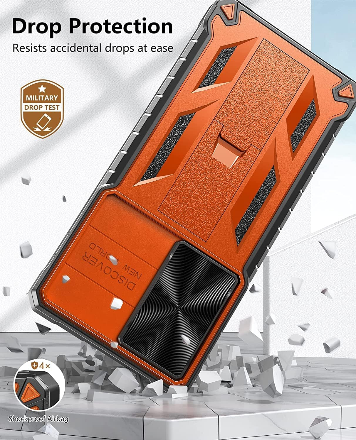 For Motorola Moto G-Stylus 5G-2022 Case: Military Grade Drop Proof Protection Rugged Protective Cell Phone Cover with Belt Clip Holster Kickstand & Slide |Shockproof TPU Matte(Belt-Clip Orange)  WTYOO   