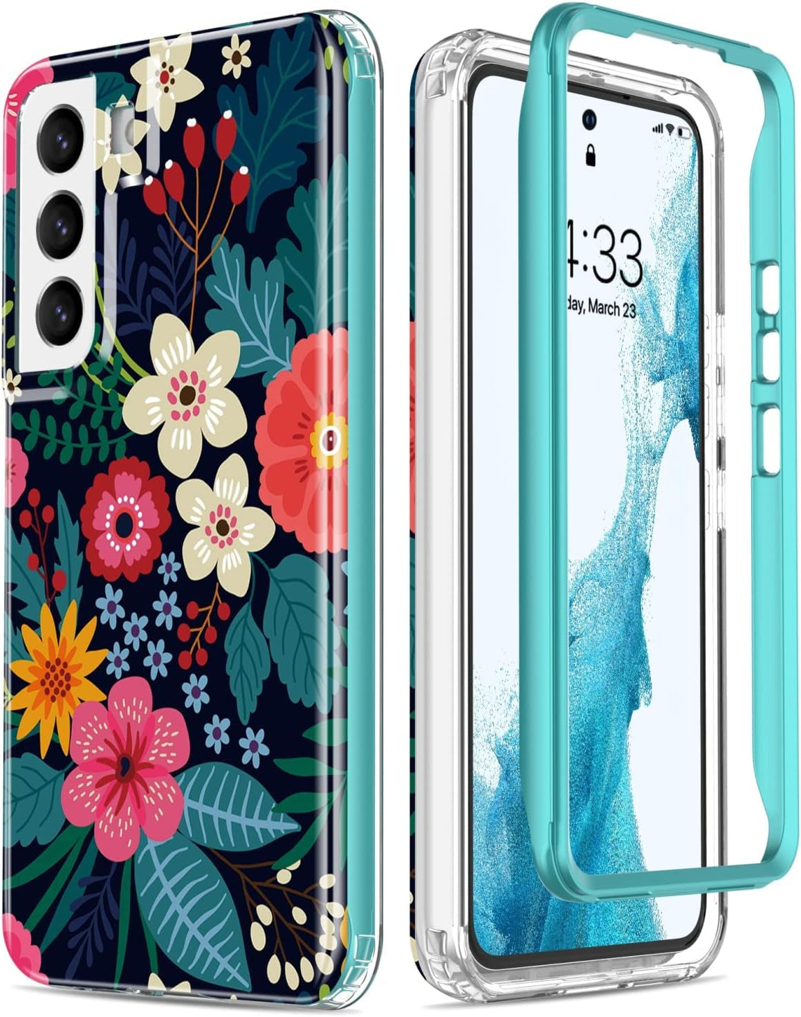 Esdot for Samsung Galaxy S22 Case,Military Grade Passing 21Ft Drop Test,Rugged Cover with Fashionable Designs for Women Girls,Protective Phone Case for Galaxy S22 6.1" Agate Stone  Esdot Blooming Flowers  