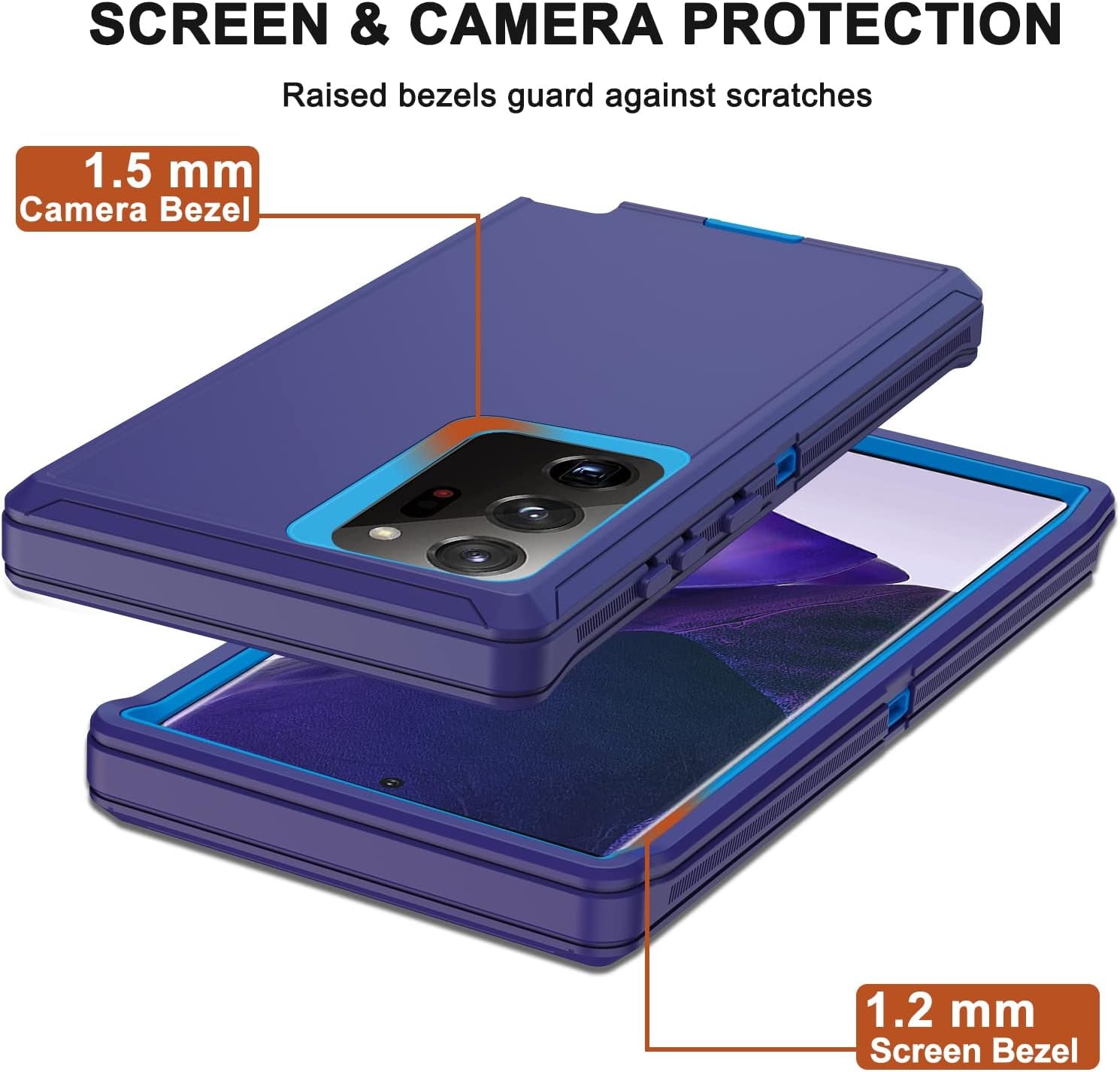 For Galaxy Note 20 Ultra Case with Belt Clip Holster, 2 Screen Protector, Military Grade Full Body Heavy Duty Shockproof Rugged Protective Cover for Samsung Galaxy Note 20 Ultra 5G (Blue)  RubCase   