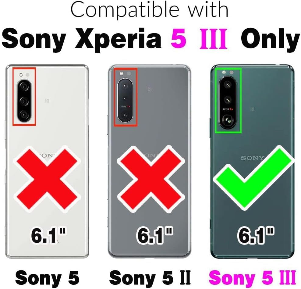 Asuwish Phone Case for Sony Xperia 5 III 3 / Xperia5Iii 5G with Tempered Glass Screen Protector and Slim Stand Hybrid Heavy Duty Rugged Protective Cell Cover Experia 5III 5G XQ-BC72 Women Men Red  Asuwish   