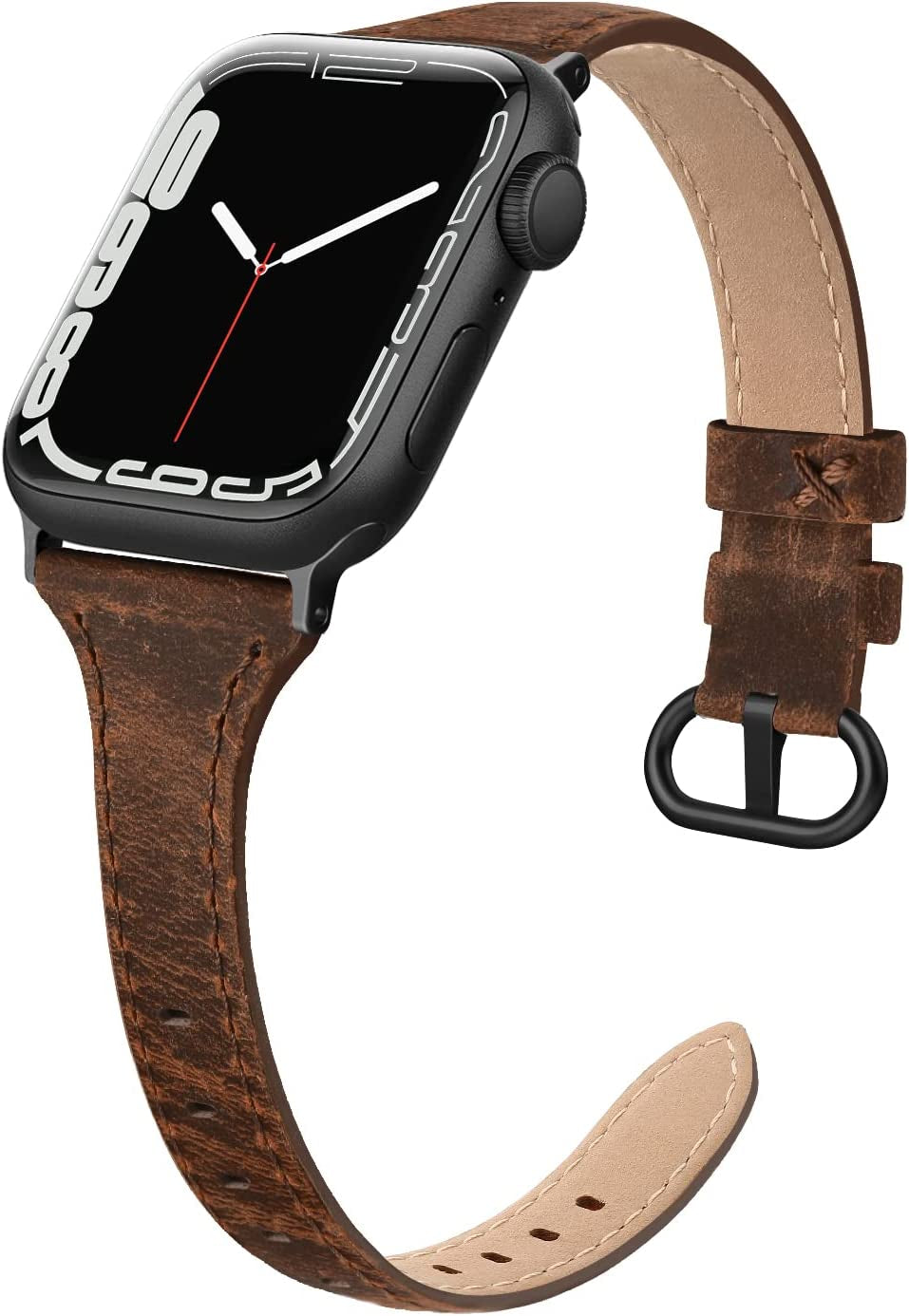 SWEES Leather Band Compatible for Apple Watch 38Mm 40Mm 41Mm, Slim Thin Dressy Elegant Genuine Leather Strap Compatible for Iwatch Series 8, 7, 6, 5, 4, 3, 2, 1, SE, Sport & Edition Women, Brown  SWEES Retro Brown 38mm 40mm 41mm 