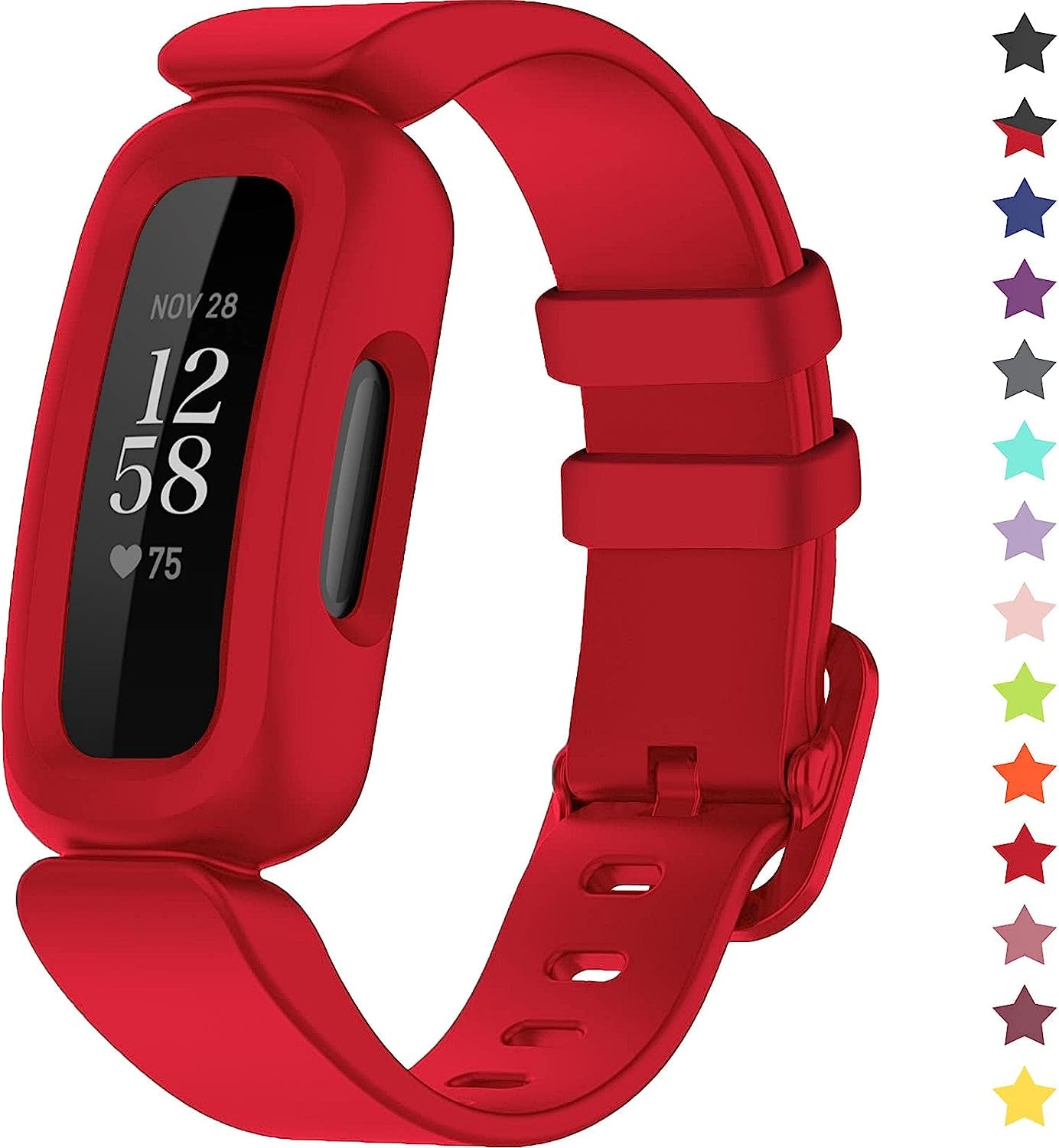 Topperfekt Bands Compatible with Fitbit Ace 3 for Kids, Soft Silicone Waterproof Bracelet Accessories Sports Watch Strap Replacement for Fitbit Ace 3 Boys Girls  TopPerfekt Red  