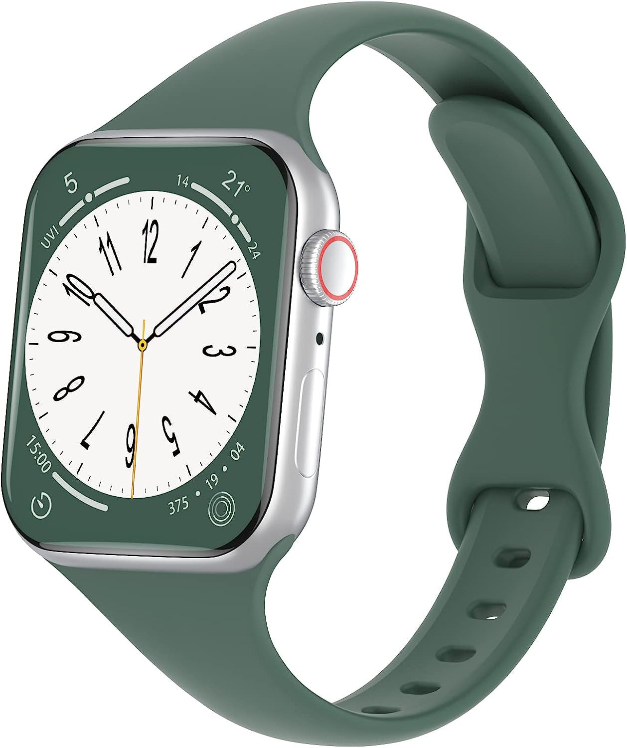DYKEISS Sport Slim Silicone Band Compatible for Apple Watch Band 38Mm 42Mm 40Mm 44Mm 41Mm 45Mm 49Mm, Thin Soft Narrow Replacement Strap Wristband for Iwatch Ultra Series 8/7/SE/6/5/4/3/2/1 Women Men  DYKEISS Pine Green 38/40/41mm 