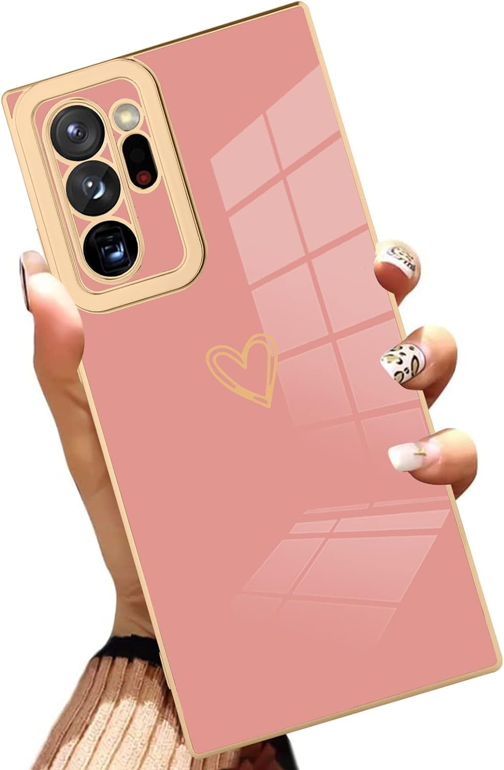 AIGOMARA Compatible Samsung Galaxy Note 20 Ultra Case with Strap Clear Case Cow Print Butterflies Shockproof Protection Soft TPU and Hard PC Back Anti-Scratch Slim Cover for Note 20 Ultra  AIGOMARA Plating-Pink  