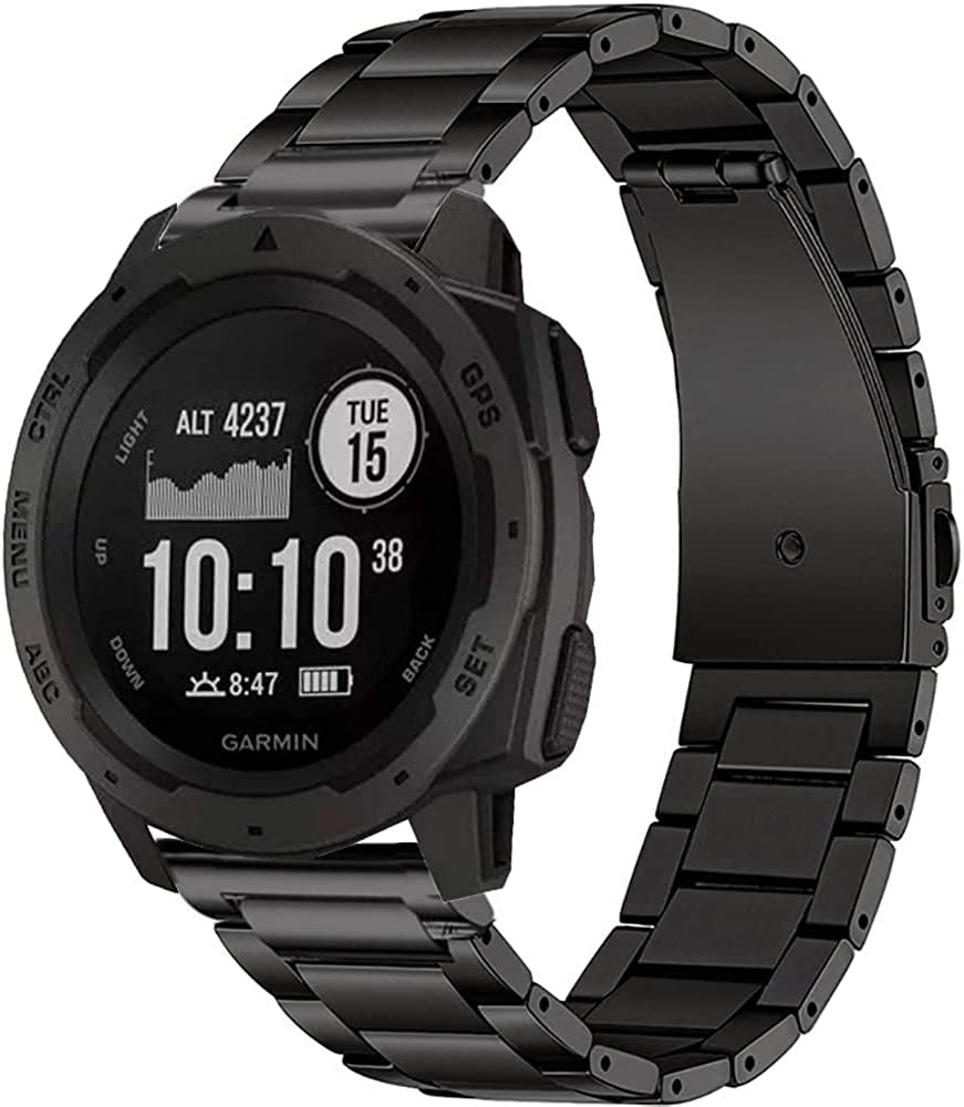 GARTOO Bands for Garmin Instinct/Instinct 2 Solar Watch Bands, Solid Stainless Steel Metal Replacement Wristband Strap Men for Garmin Instinct Tactical/Tide/Esports/Instinct Solar  GARTOO   