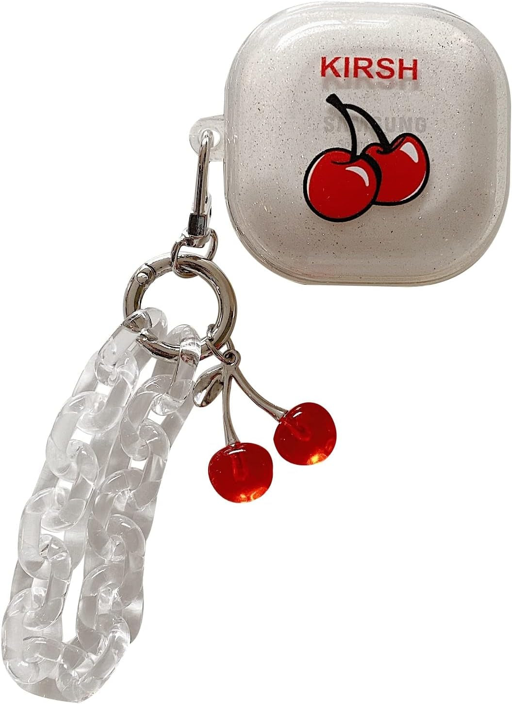 CASEVERSE Case for Samsung Galaxy Buds2 Pro/Galaxy Buds 2/Galaxy Buds Pro/Galaxy Buds Live, Cute Transparent Soft TPU Cover with Keychain for Girls Women  CASEVERSE Cherry 2  