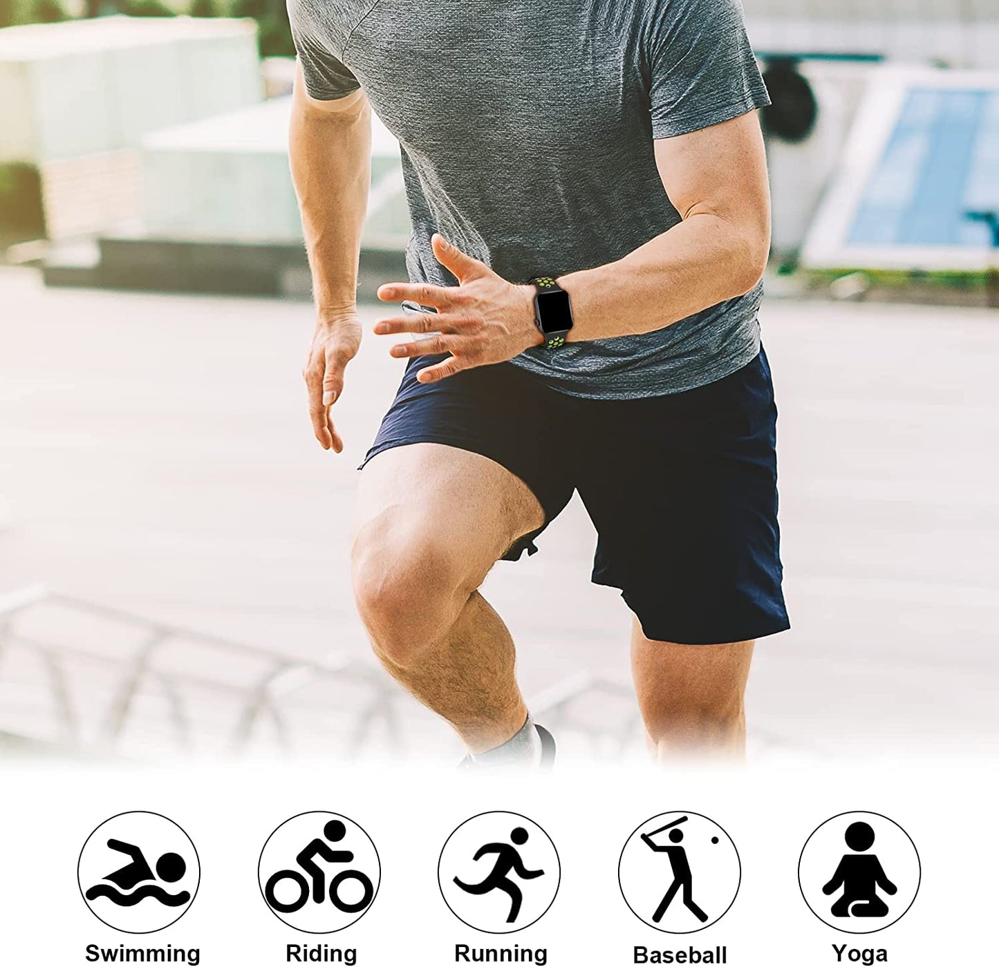 Biudien 5 Pack Sport Bands Compatible with Apple Watch Band 49Mm 45Mm 44Mm 42Mm 41Mm 40Mm 38Mm, Soft Silicone Strap Replacement Breathable Wristband for Iwatch Ultra Series 8 SE 7 6 5 4 3 2 1  Biudien   