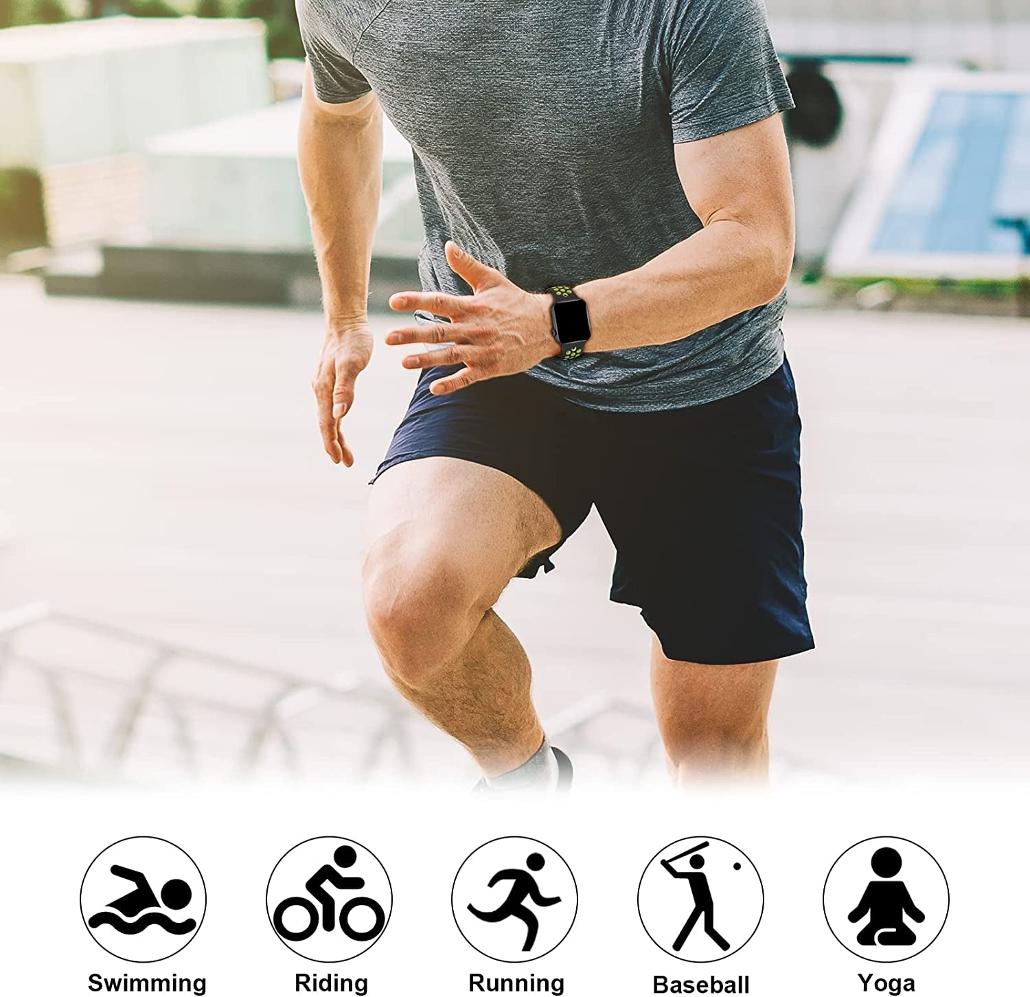 Biudien 5 Pack Sport Bands Compatible with Apple Watch Band 49Mm 45Mm 44Mm 42Mm 41Mm 40Mm 38Mm, Soft Silicone Strap Replacement Breathable Wristband for Iwatch Ultra Series 8 SE 7 6 5 4 3 2 1  Biudien   