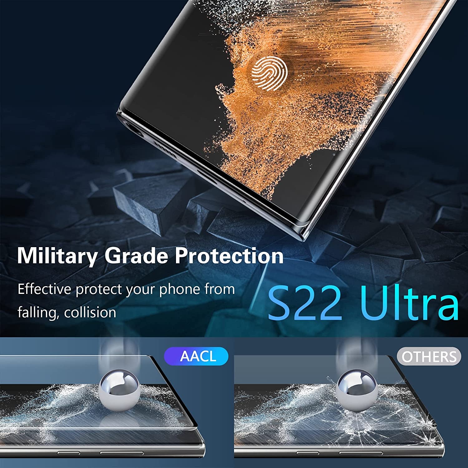 AACL [Fingerprint Compatible][3-Pack] 3D Curved Tempered Glass for Samsung Galaxy S22 Ultra 5G Screen Protector, [Easy Installation with Alignment][Anti-Scratch][Case Friendly]  Better Future Glass   