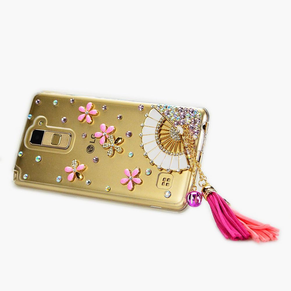 STENES LG G6 / LG G6 plus Case - Luxurious Series 3D Handmade Sparkly Crystal Bling Cover Hybrid Drop Bumper Protection Case with Retro Bows anti Dust Plug - Fan Chain Tassel Flowers  STENES   