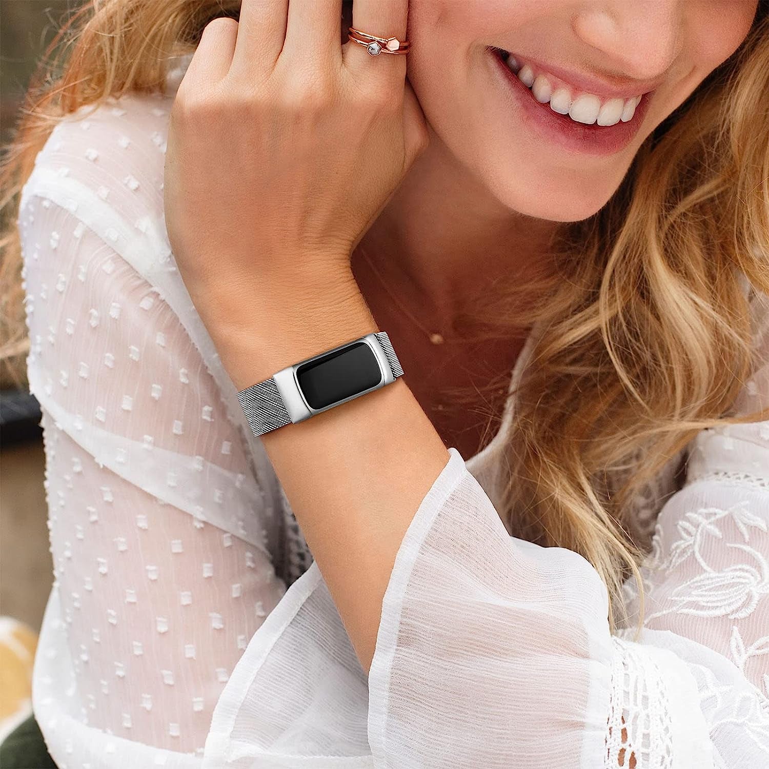 ZWGKKYGYH Compatible with Fitbit Charge 5 Bands for Women Men, Stainless Steel Mesh Magnetic Metal Band Charge 5 Watch Strap  ZWGKKYGYH   