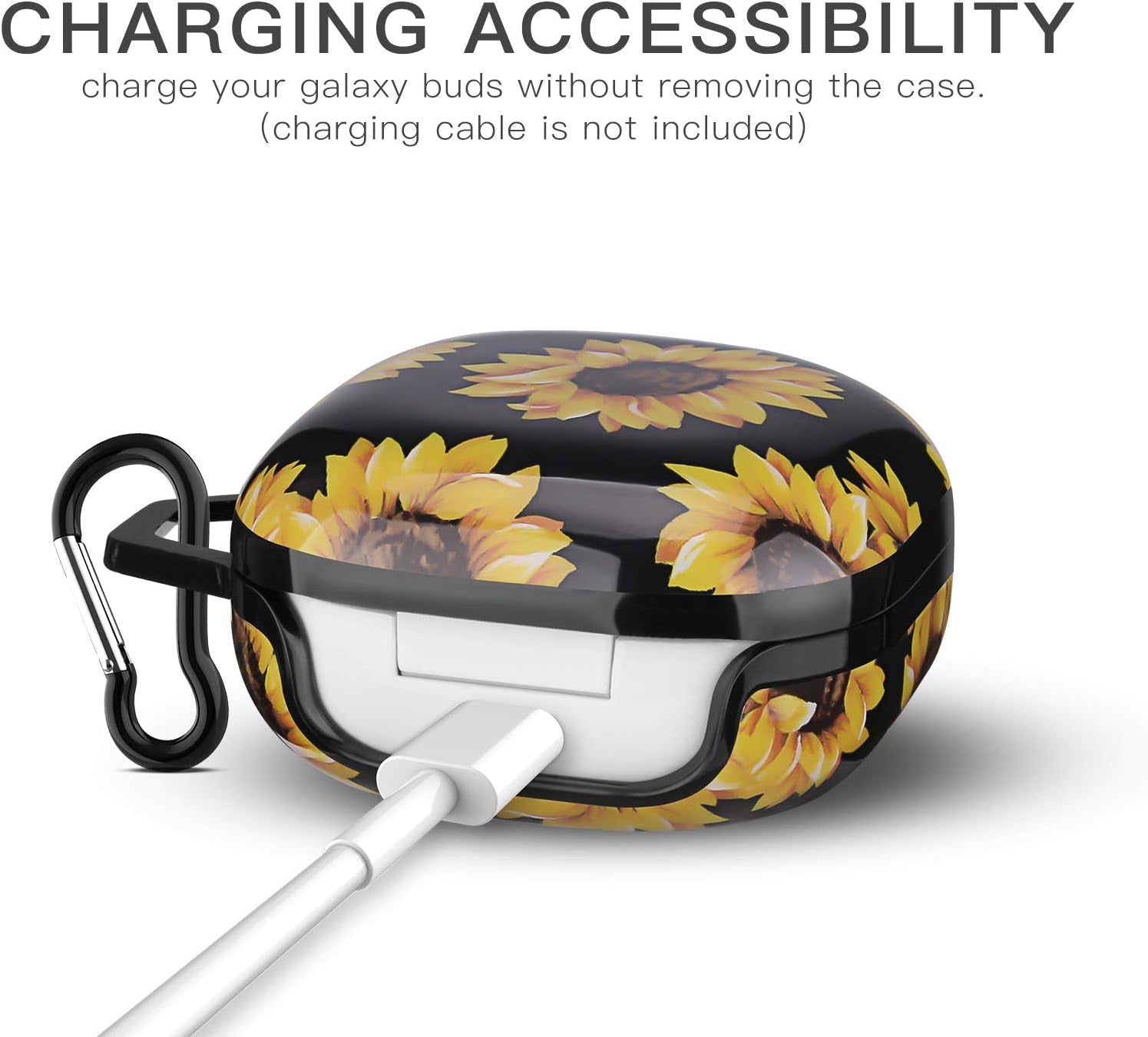 GOLINK Floral Full Body Protection Hard PC Cover with Printing Designs Compatible with Samsung Galaxy Buds Live(2020)/Buds Pro (2021)/Buds 2(2021) Charging Case-Sunflower  LiangYe   