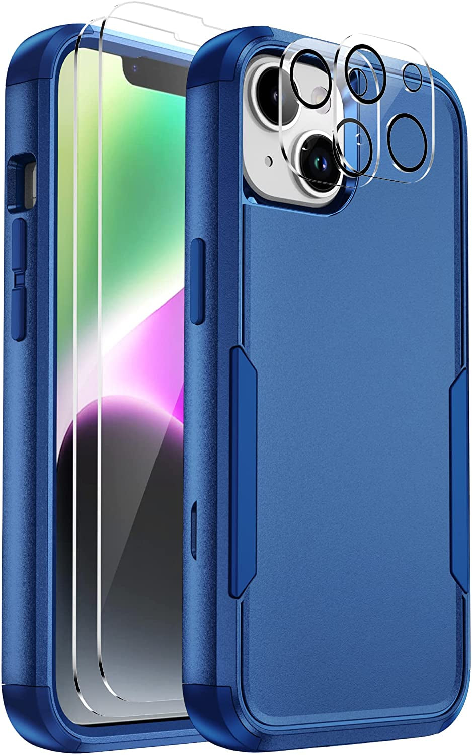 Ezanmull for Iphone 14 Case, [Shockproof] [Dropproof] [Full-Body] [2+Tempered Glass Screen Protector + 2+Tempered Camera Lens Protector] Heavy Duty Protection Phone Case for Apple Iphone 14 (Teal)  Ezanmull Blue  