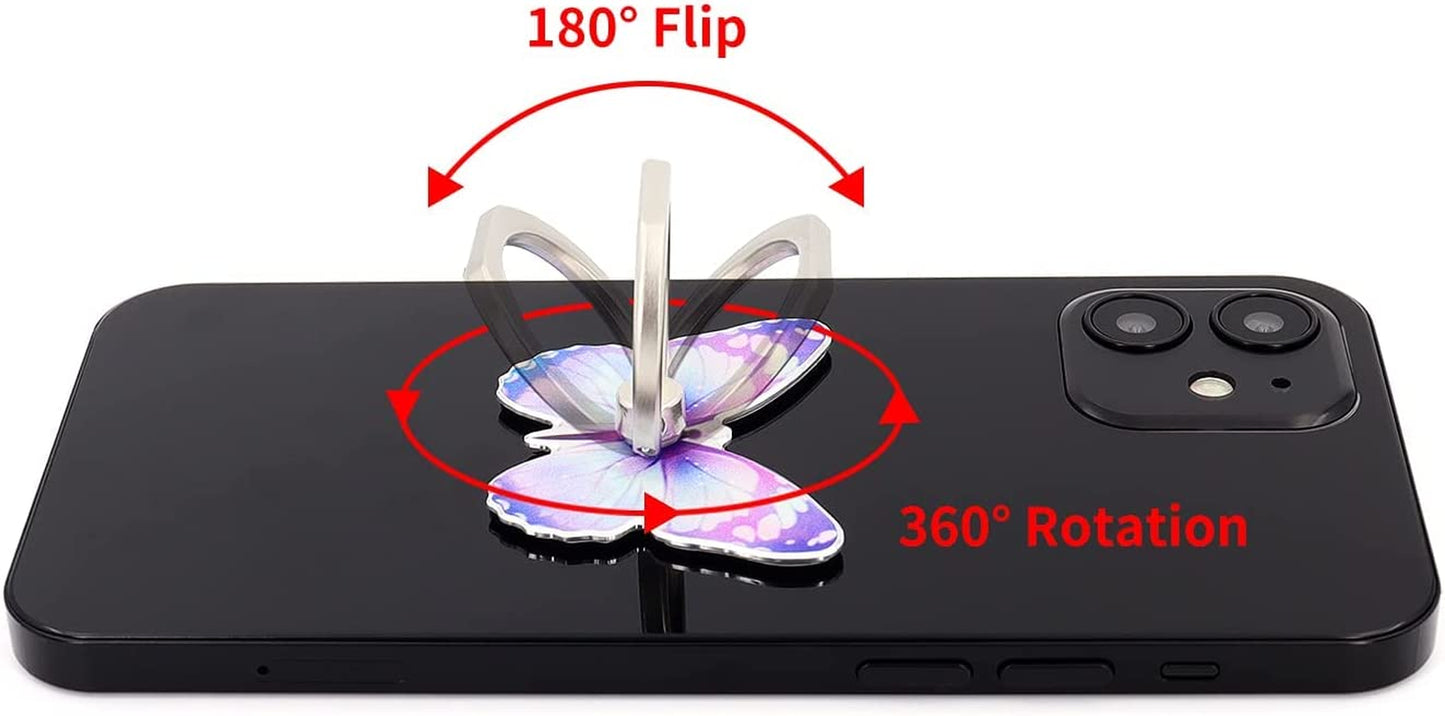 Butterfly Cell Phone Ring Holder Finger Ring Grip Stand 360° Rotation 180° Flip Universal Kickstand Compatible with All Smartphones  LaMignonne   