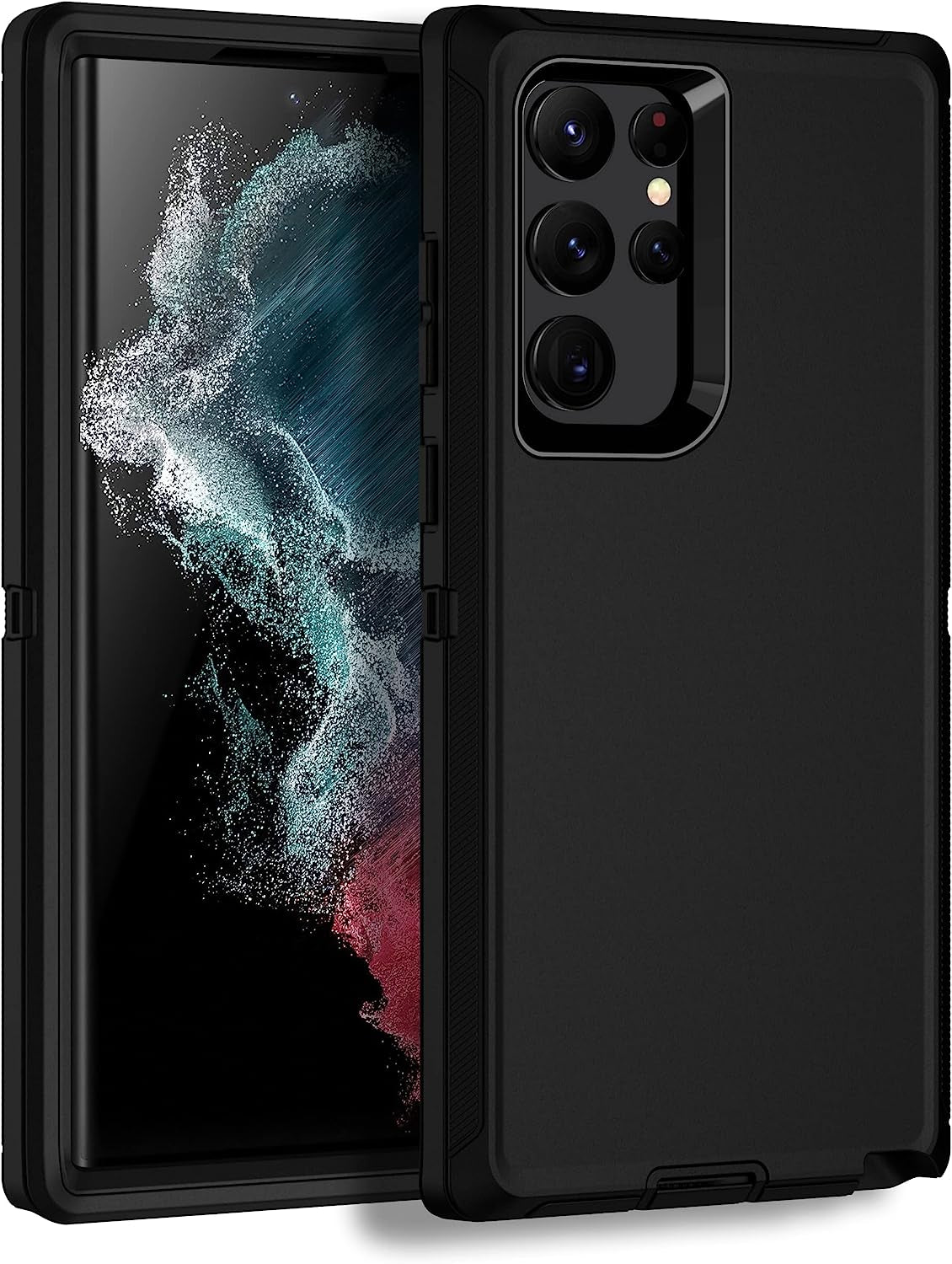 MXX Galaxy S22 Ultra Case - Heavy Duty Shockproof Rugged Bumper, Full Protection Dust Proof Cover, 6.8" (Pink/Light Blue)  Mxx Accessories llc Black  