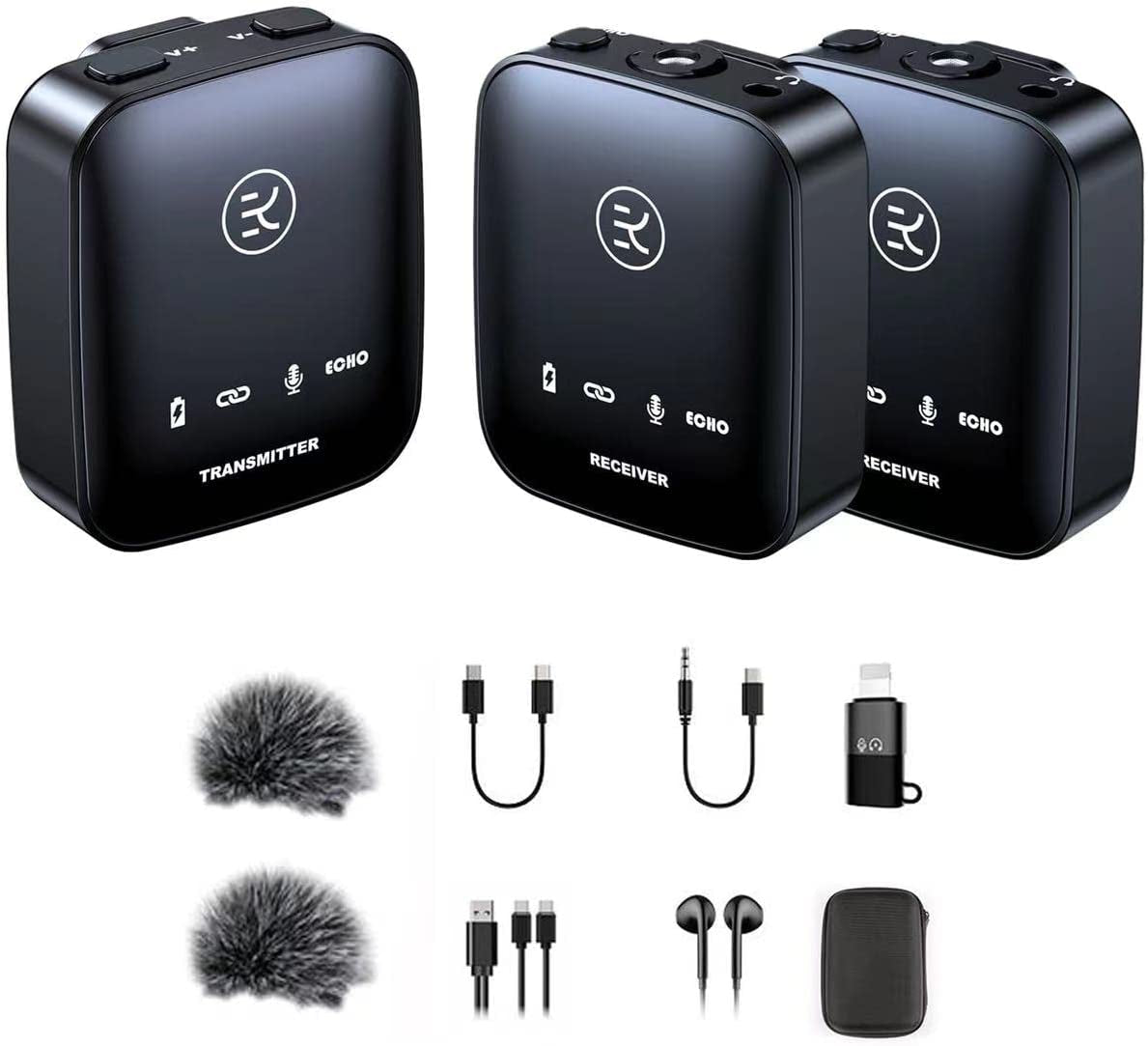 Betim Wireless Microphone, Lavalier Microphones Mini Mic with Transmitter and Receiver Real-Time Monitoring for Vlogging,Podcast,Video,Recording,Phones,Camcorders (One Channel)  BeTIM Dual Channel  