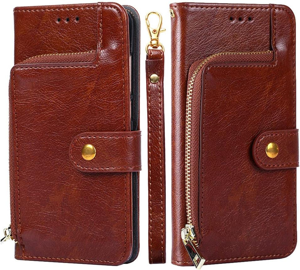 Bailishi BANLEI2U Phone Cover Zipper Wallet Folio Case for LG G7 THINQ, Premium PU Leather Slim Fit Cover for G7 THINQ, 1 Transparent Photo Frame Slot, Skin Friendly, Red  BANLEI2U Brown  