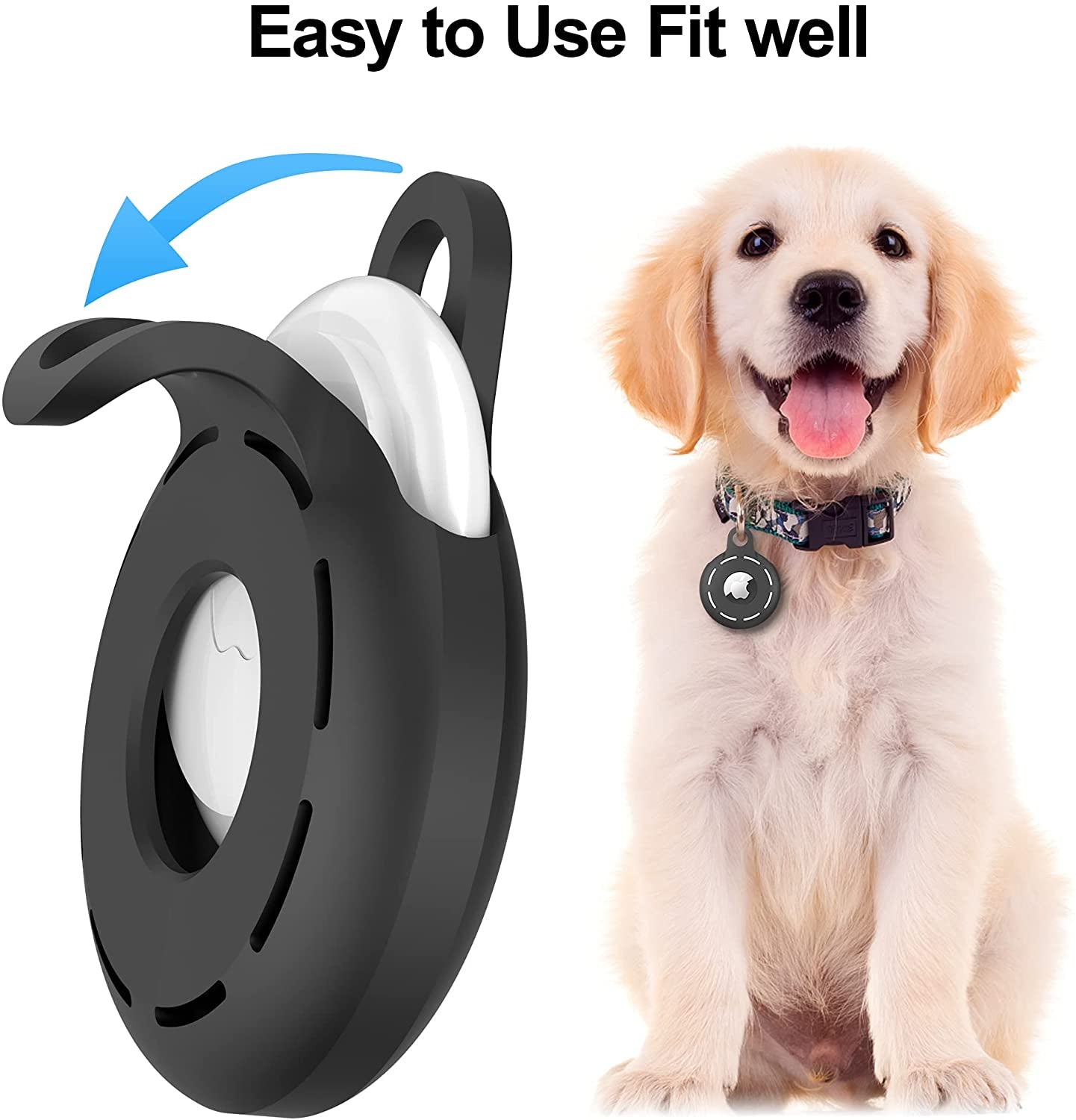 Migeec Airtag Holder Soft Silicone Airtag Case 4 Pack Airtag Keychain Accessories Easy to Attach to Wallets, Keys, Pet Collars, Luggage (Black Black)  MIGEEC   