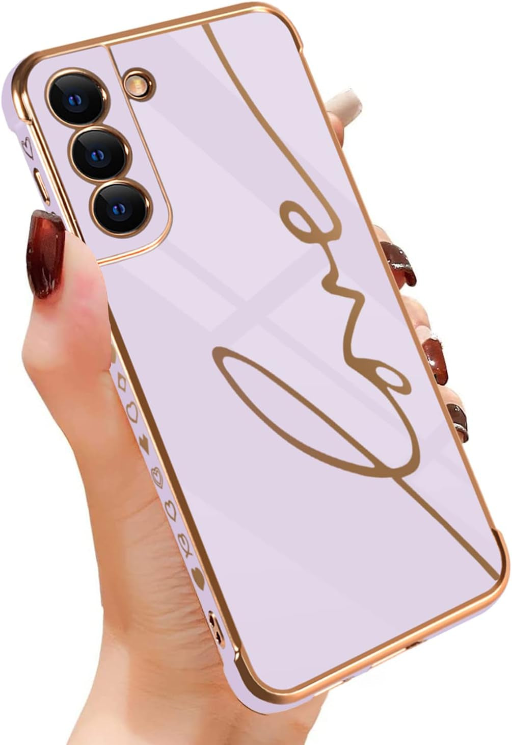 Eiyikof Compatible for Samsung Galaxy S20 FE 5G 6.5" Case with Cute Side Love Heart and Plating Love Letter Pattern Case for Women Girls Shockproof Soft TPU Full Camera Lens Protection Case-Pink  Eiyikof Purple Samsung Galaxy S21 Fe Case 