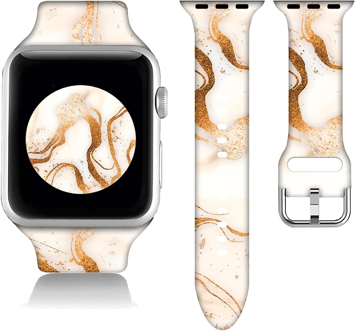 Butterfly Gifts Marble Decorations Wristband Straps for Apple Watch Band 38Mm/40Mm/41Mm/42Mm/44Mm/45Mm Soft Silicone Animal Watch Band Strap for Apple Smart Watch Series 7 6 5 4 3 2 1 SE.  DGDGDG Alcohol Gray Ink Marble 42mm/44mm/45mm 