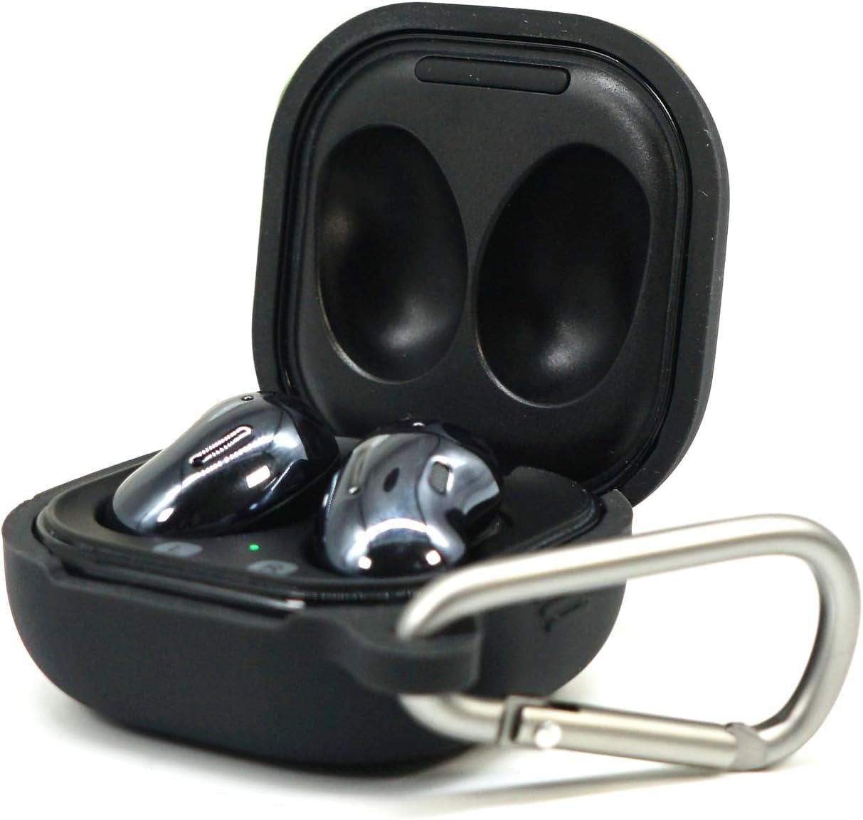 ZALUJMUS Silicone Case for Samsung Galaxy Buds Live, Anti-Break Anti-Lost & Shockproof Easy Carrying Protective Case Cover with Carabiner (Black)  ZALUJMUS   