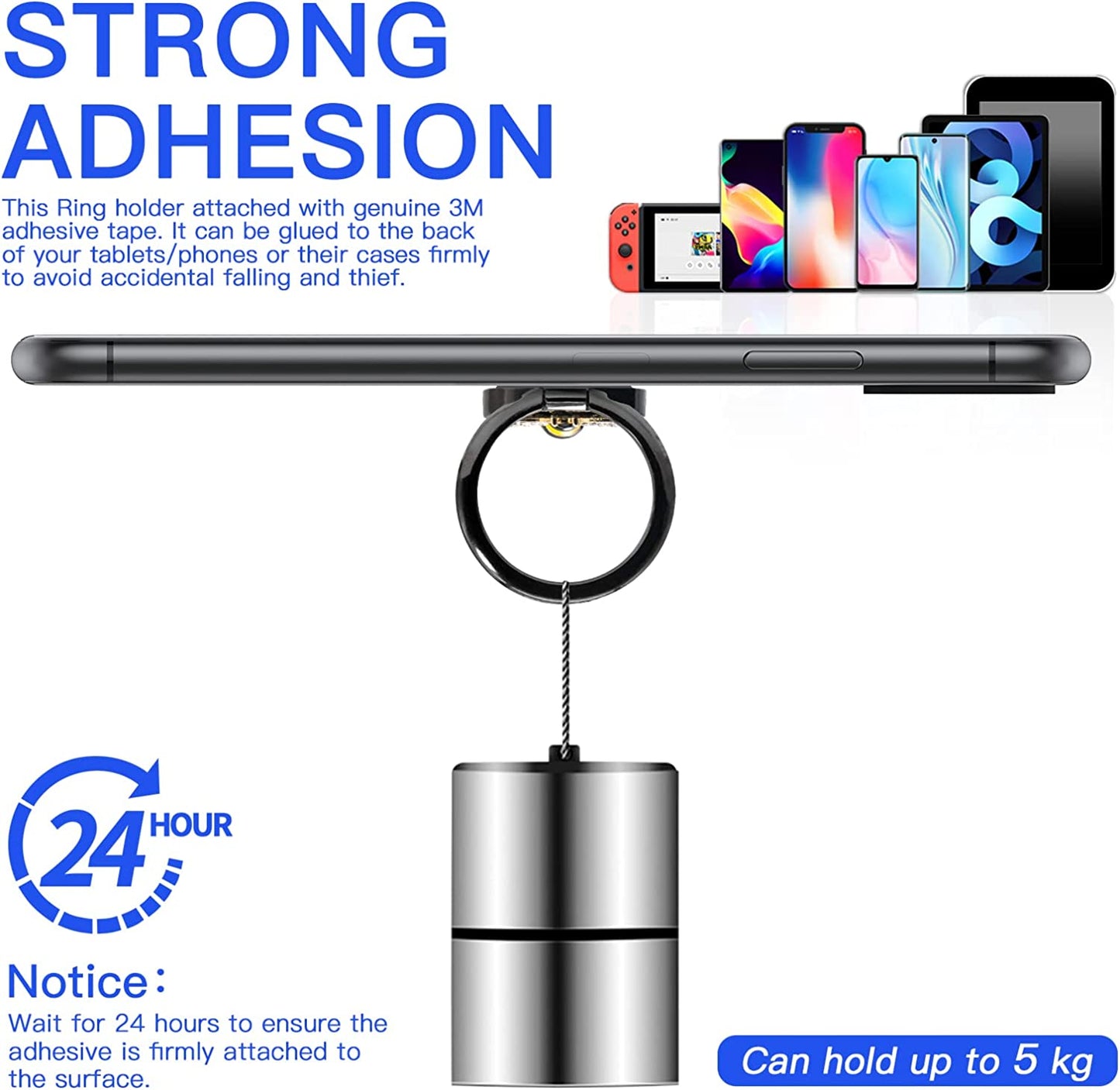 YINHEXI Phone Ring Holder Finger Kickstand, Cell Phone Ring Holder Finger Grip 360 Degree Rotation, with Crystal Stone Enamel Bee (Black)  YINHEXI   