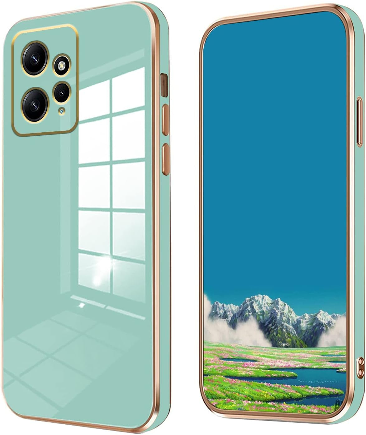 Wousunly Compatible with Redmi Note 12 4G Case Silicone Pink, Plating Xiaomi Redmi Note 12 4G Phone Case Shockproof Thin and Soft Cover (Red)  Wousunly Green  