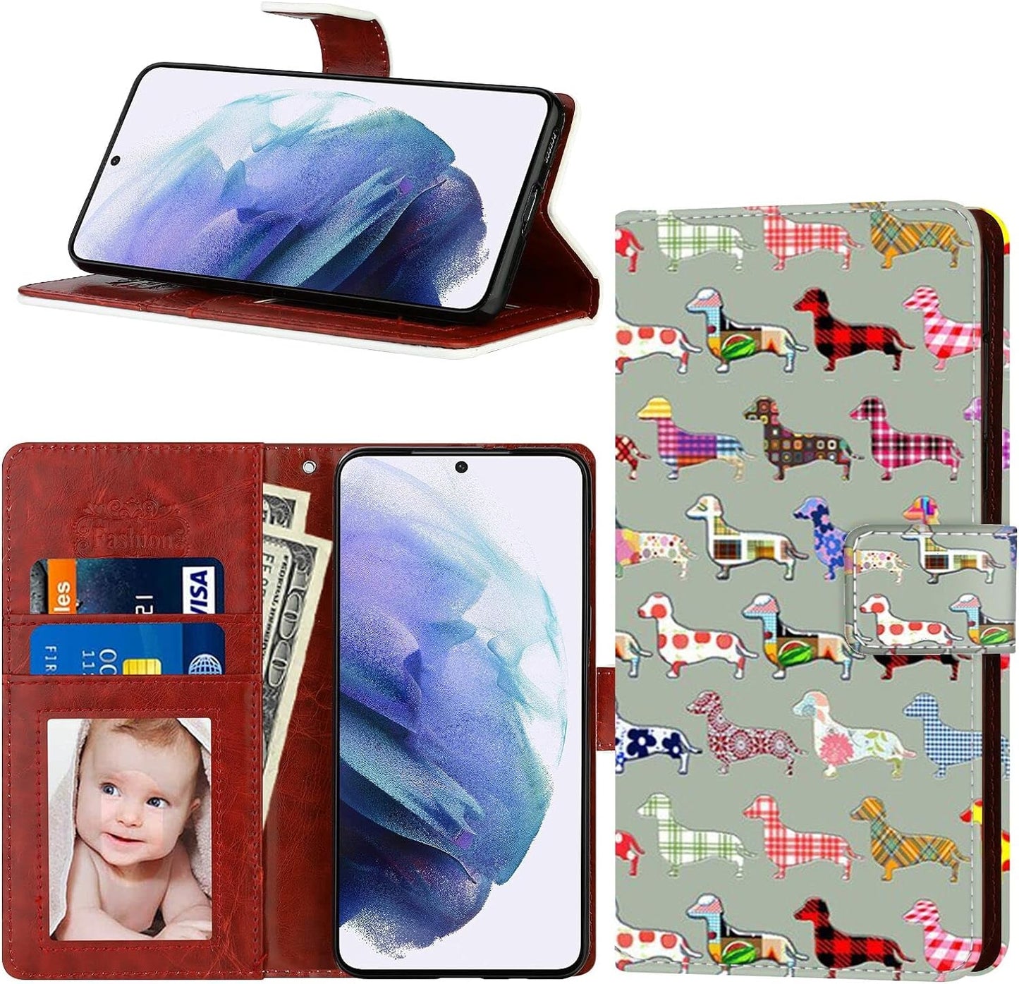 For LG G8 Thinq, Wallet Case Dragonfly Butterfly Phone Case Fit LG G8 Thinq 6.1 Inch Soft PU Leather Shockproof Flip Cover Card Slot with Wristbands for Women  Daobubu Dog Lg G8 Thinq 