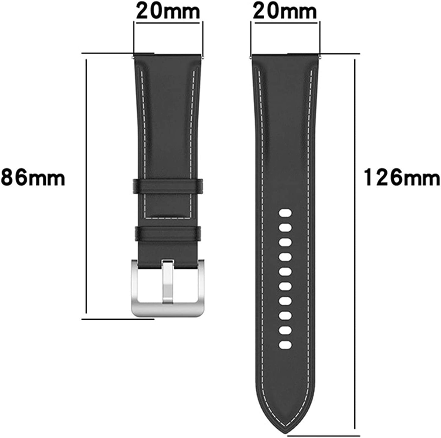 20Mm Leather Strap Fits for Samsung Galaxy Watch 5/5 Pro Strap, Genuine Leather Wristband Bracelet Band Replacement for Galaxy Watch 4  Generic   