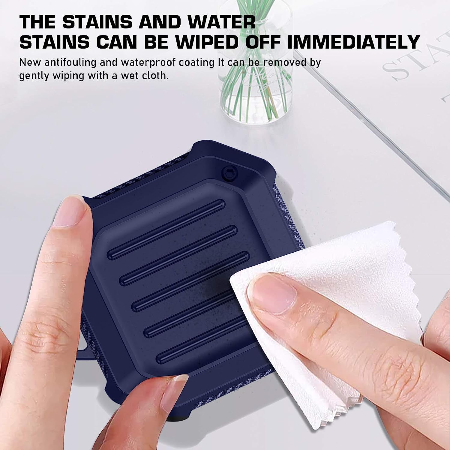 Maxjoy Galaxy Buds Live Case Cover Full Protection TPU Earbud Protective Case Compatible for Samsung Galaxy Buds Live Earbuds Charging Case with Carabiner Led Visible (Navy Blue)  Maxjoy   