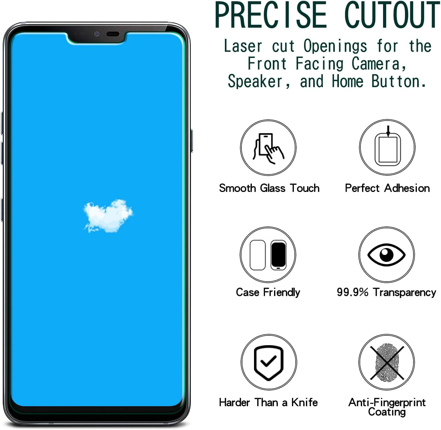 KAREEN (2 Pack Screen Protector Designed for LG G7 Thinq Tempered Glass, anti Scratch, Bubble Free, Case Friendly, 9H Hardness  KAREEN   