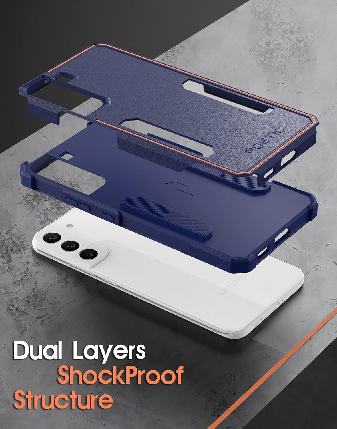 Poetic Neon Series Case Designed for Samsung Galaxy S22 5G 6.1 Inch, Dual Layer Heavy Duty Tough Rugged Lightweight Slim Shockproof Protective Case 2022 Cover for Galaxy S22 5G, Navy Blue  Poetic   