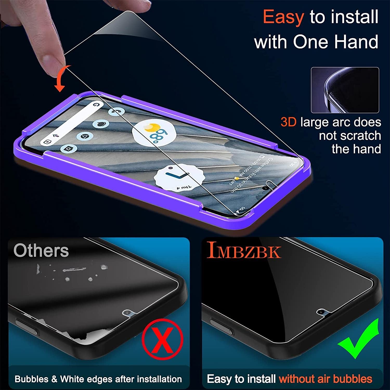 IMBZBK [4+4 Pack for Google Pixel 7A Screen Protector Tempered Glass Accessories 4 Pack Screen Protector with 4 Pack Camera Lens Protector for Pixel 7A Case Friendly Fingerprint Compatible  IMBZBK   