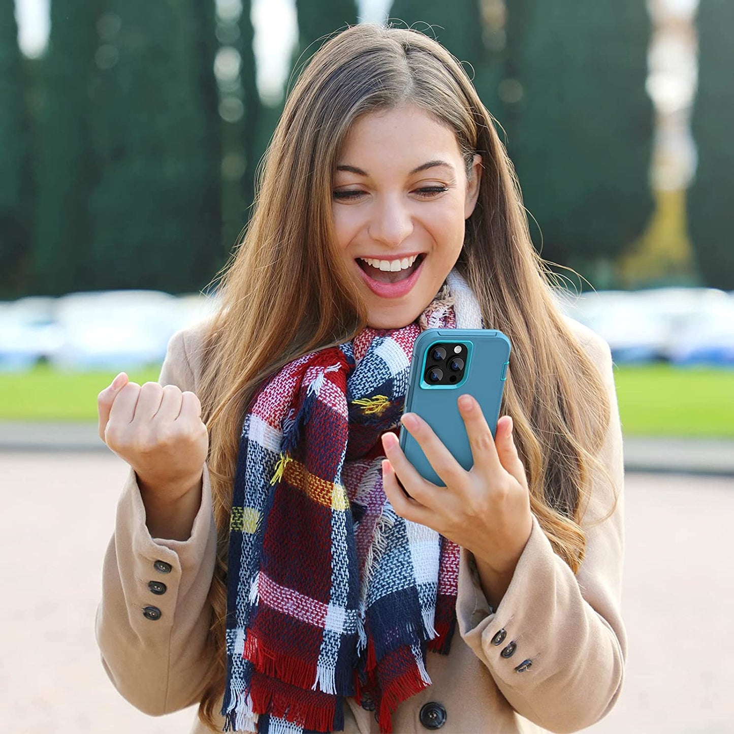 For Iphone 14 Pro Max Case with Full Body Protection, Heavy Duty Shockproof Military Grade 3 in 1 Silicone Rubber with Hard PC Rugged Durable Phone Cover for 14 Pro Max 6.7 Inch. (Teal Ltblue)  Sansunto   