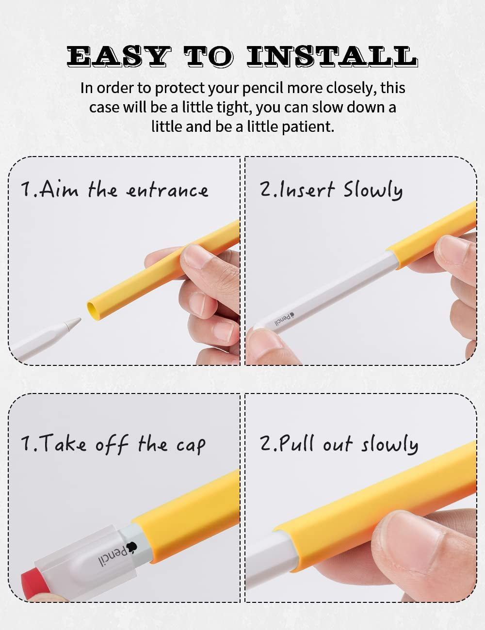2 Pack Silicone Pencil Case Compatible with Apple Pencil 2Nd Generation Only,Case Cover Sleeve Accessories Protective Skin Holder(Must Read Installation Instructions) [Yellow,Black]  AFOOYO   