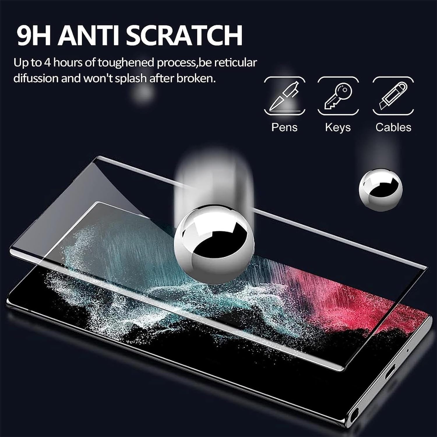 [2+2 Pack] Galaxy S22 Ultra Screen Protector, 9H Tempered Glass,3D Curved, HD Clear Scratch Resistant for Samsung Galaxy S22 Ultra Glass Screen Protector  letosan   