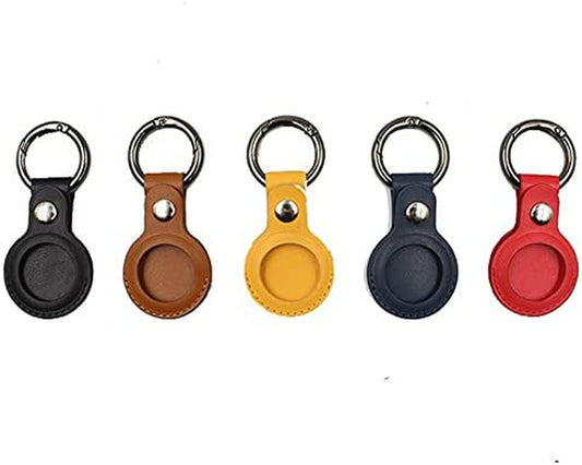 [5 Pack] Apple Airtag Holder for Air Tag Keychain, Protective Vegan Leather Airtags Case, Tile Tracker Cover Air Tag Holder, Car Key Ring Compatible with New Airtag Dog Pet Collar, Outdoor Key Wallet  Wonderful Now   