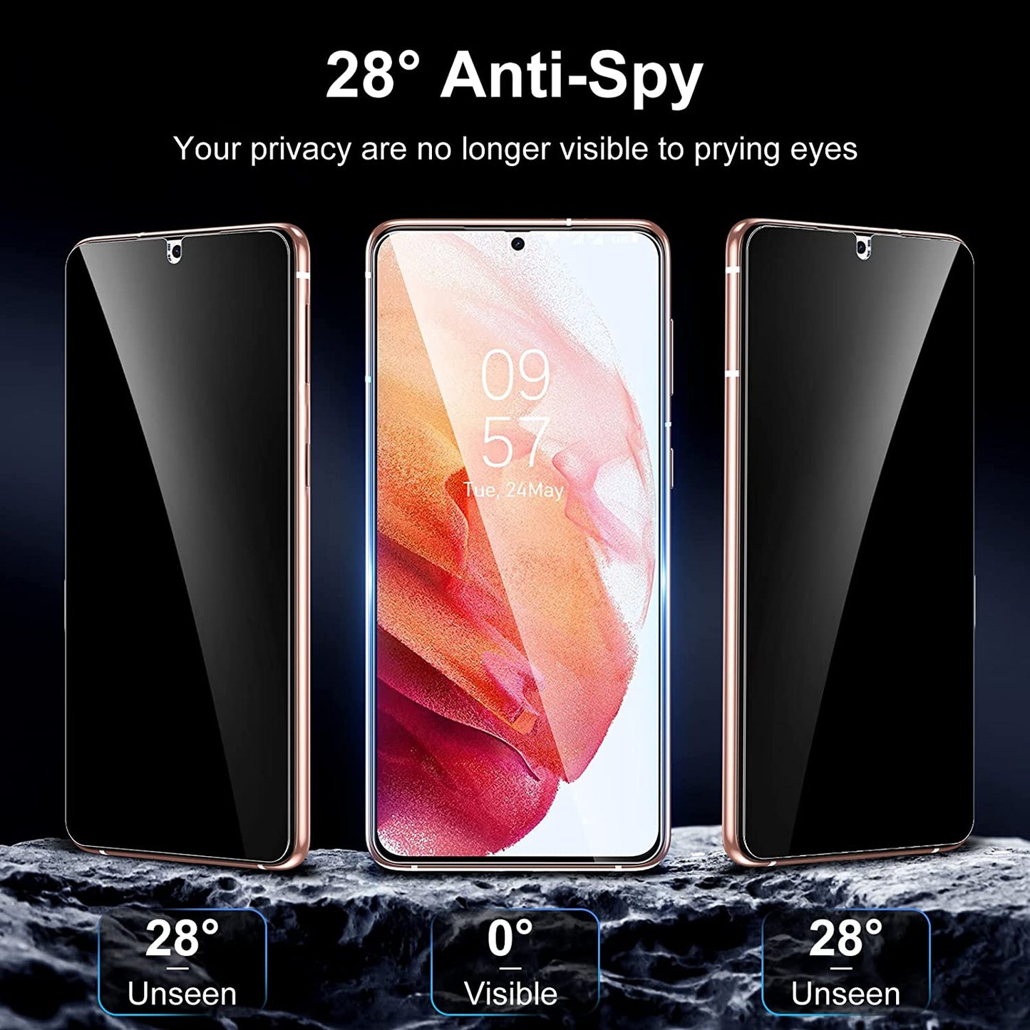 Uniqueme [2+2]Pack Compatible with Samsung Galaxy S21 6.2 Inch Privacy Screen Protector and Camera Lens Protector[Support Fingerprint Unlock] with Easy Installation Tool[Not Glass][7H Hardness]【Not for S21 Plus/S21 FE/S21 Ultra 】  UniqueMe   