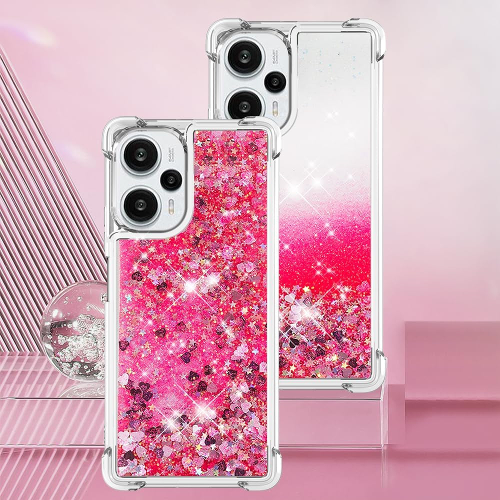 LEMAXELERS Case for Xiaomi Poco F5 5G, Bling Glitter Liquid Clear Case Floating Quicksand Shockproof Protective Sparkle Silicone Soft TPU Case for Xiaomi Poco F5 5G. YBL Love Rose  LEMAXELERS   