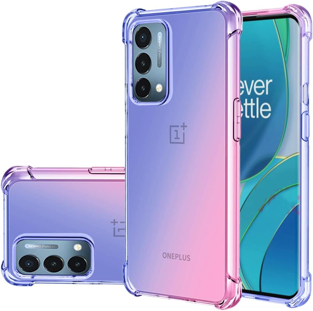 Gufuwo Case for Oneplus Nord N200 5G Case, Oneplus N200 Cute Case Girls, Gradient Slim anti Scratch Soft TPU Phone Cover Shockproof Protective Case for Oneplus Nord N200 5G (Blue/Pink)  Gufuwo   
