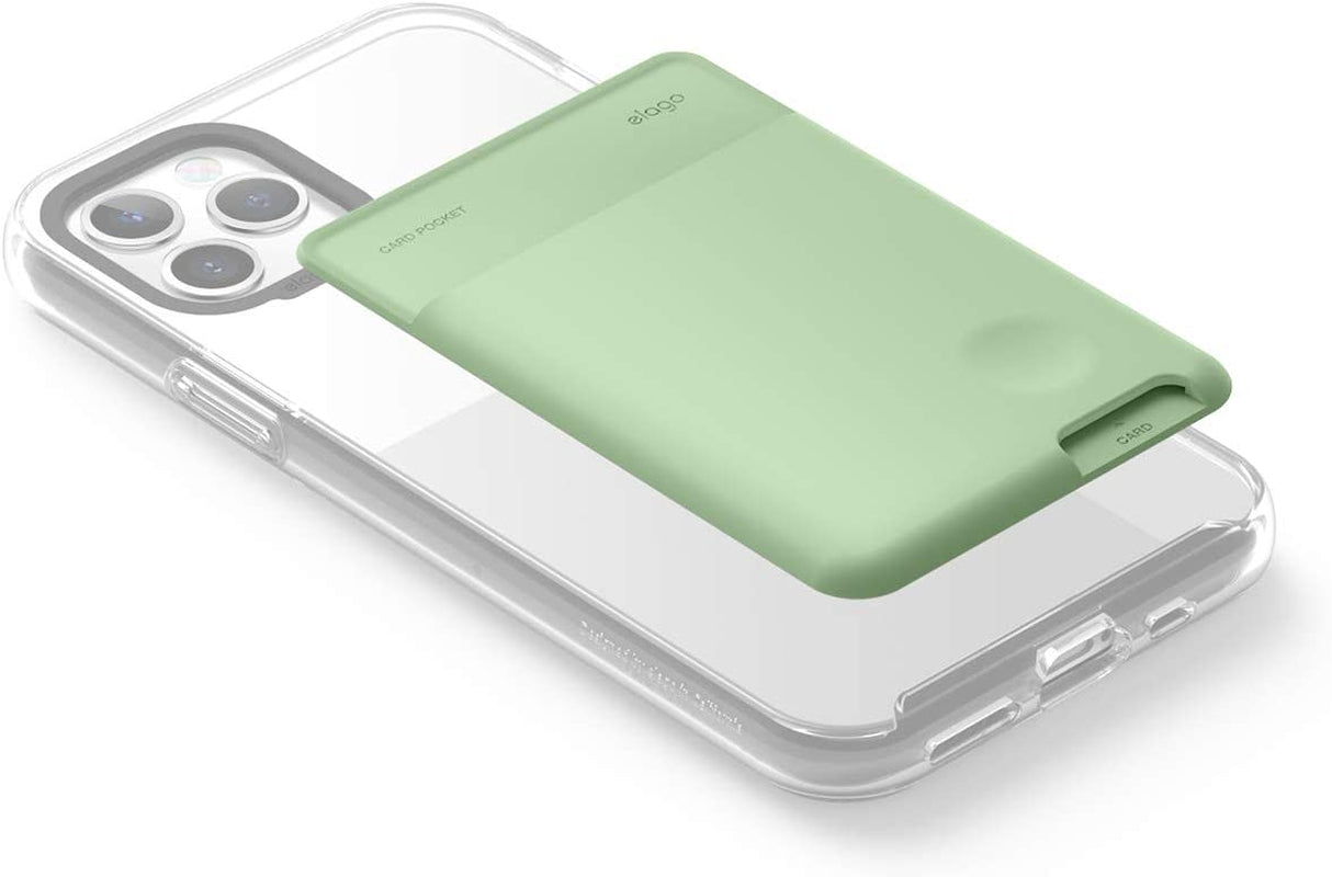 Elago Phone Card Holder - Secure Phone Wallet, Ultra Slim Card Holder for Back of Phone, 3M Adhesive ID Card for Iphone, Galaxy and Most Smartphones [Jean Indigo], NOT Compatible with MAGSAFE  elago Pastel Green  