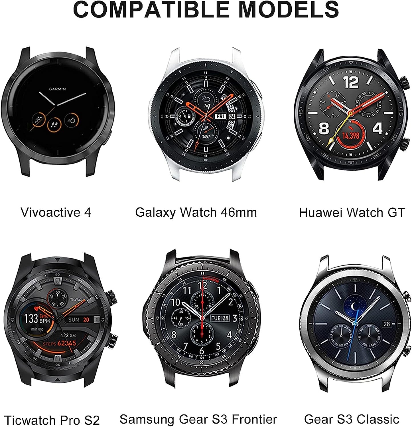 OVERSTEP Vivoactive 4 Watch Band, 22Mm Soft Silicone Bands for Garmin Darth Vader/First Avenger/Polar Vantage M/Samsung Galaxy Watch 3 45Mm/Galaxy Watch 46Mm/Gear S3 Frontier/Gear S3 Classic  OVERSTEP   