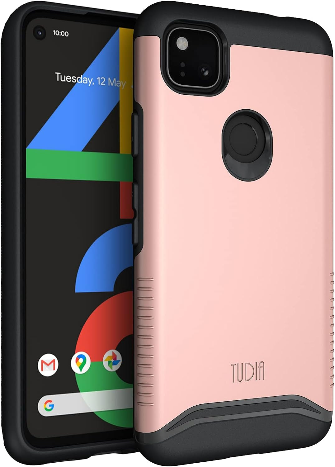 TUDIA Dualshield Designed for Google Pixel 4A Case, [Merge] Shockproof Dual Layer Military Grade Drop Protection Slim Protective Case Cover - Matte Black  TUDIA Rose Gold  