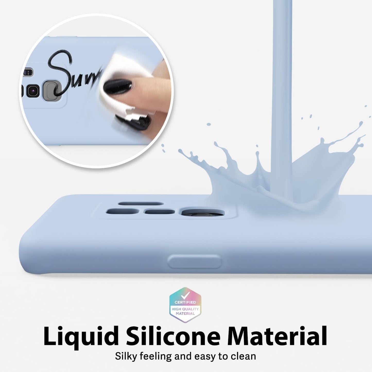 Oakxco for Samsung Galaxy S9 plus Phone Case Liquid Silicone Grip, Cute Thin Slim Soft Rubber TPU Plain Smooth Gel Cover for Women Girl, Matte Solid Protective & Shockproof, Aqua Sky Baby Light Blue  Oakxco   