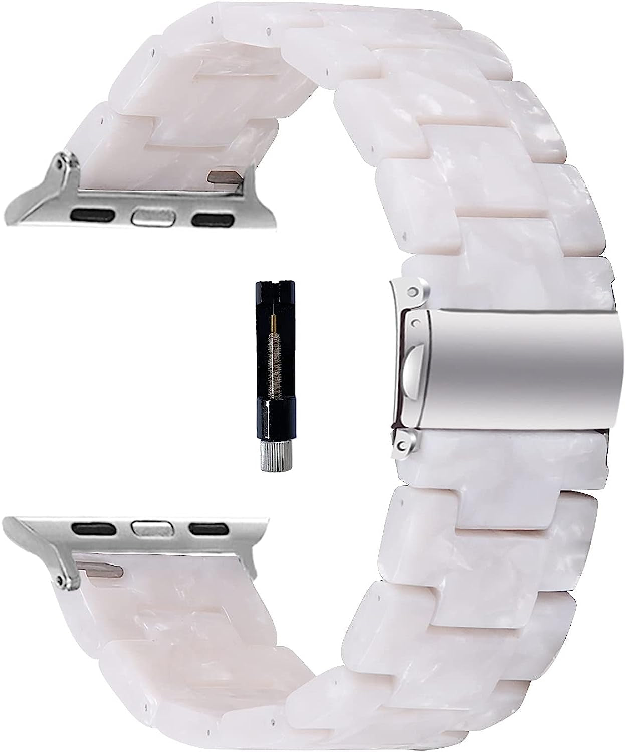 SANXIULY Compatible with Apple Watch Band 38Mm 40Mm 41Mm 42Mm 44Mm 45Mm/Apple Watch Band Ultra 49Mm, Iwatch Resin Bands for Women Compatible for Apple Watch Series 8 7 6 5 4 3 2 1 Se  SANXIULY Pearl 38/40/41MM 