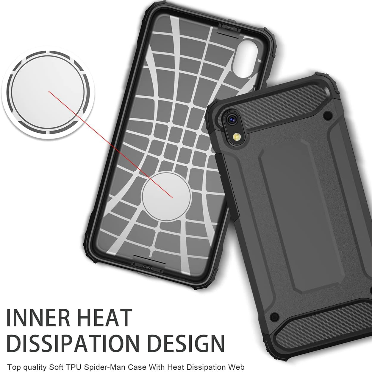 DFTCVBN Phone Case for Redmi 7A Case, MZB7995IN Case with HD Screen Protector, Dual Layer Protective Slim Hybrid Cell Phone Cover Shockproof Cases for Xiaomi Redmi 7A Black  DFTCVBN   