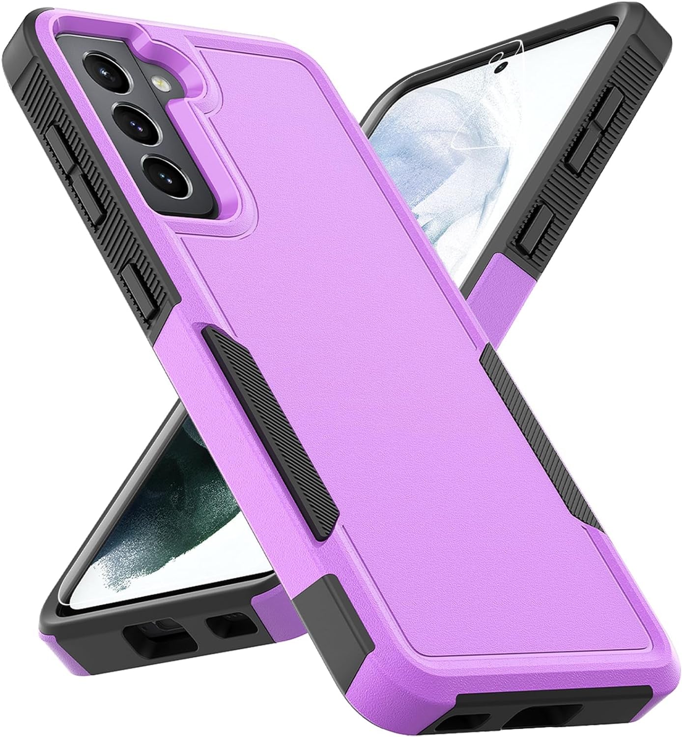 For Samsung Galaxy S21 Case: Dual Layer Protective Heavy Duty Cell Phone Cover Shockproof Rugged with Screen Protector - Military Protection Bumper Tough - Samsung Galaxy S21 5G 2021, 6.2 Inch, Black  Jinxian Co., Ltd. Purple (Pc) + Black (Tpu)  