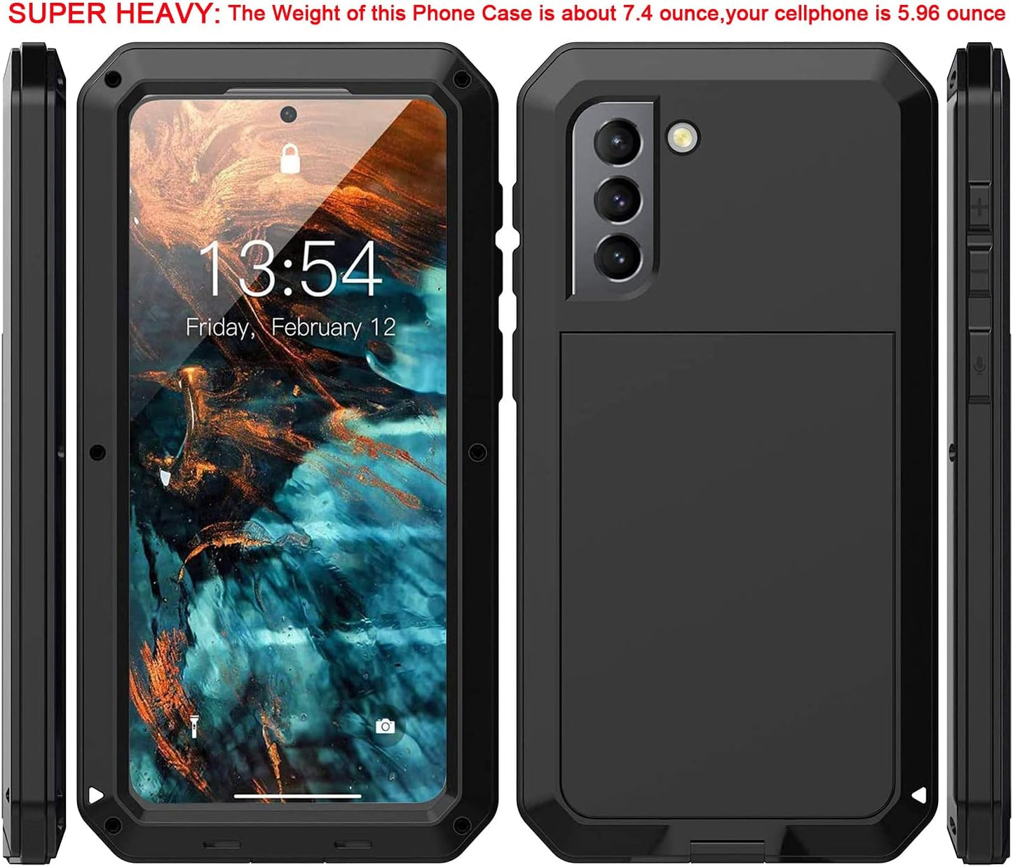 Galaxy S21 Case,Marrkey Full Body Protective Cover Heavy Duty Shockproof [Tough Armour] Aluminum Alloy Metal Case with Silicone Built-In Screen Protector for Samsung Galaxy S21 5G 6.2" - Black  Marrkey   