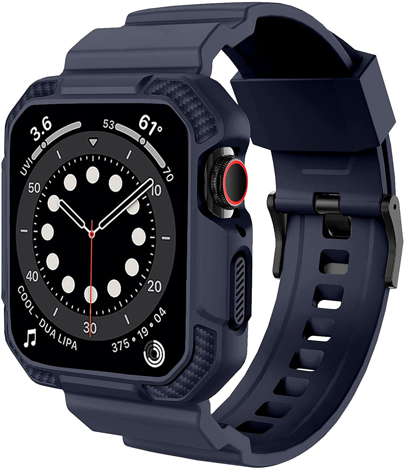 OROBAY Compatible with Apple Watch Band 45Mm 44Mm 42Mm with Case, Shockproof Rugged Band Strap for Iwatch SE SE2 Series 8/7/6/5/4/3/2/1 45Mm 44Mm 42Mm with Bumper Case Cover Men Women, Matte Black  OROBAY Midnight Blue 41mm/40mm/38mm 