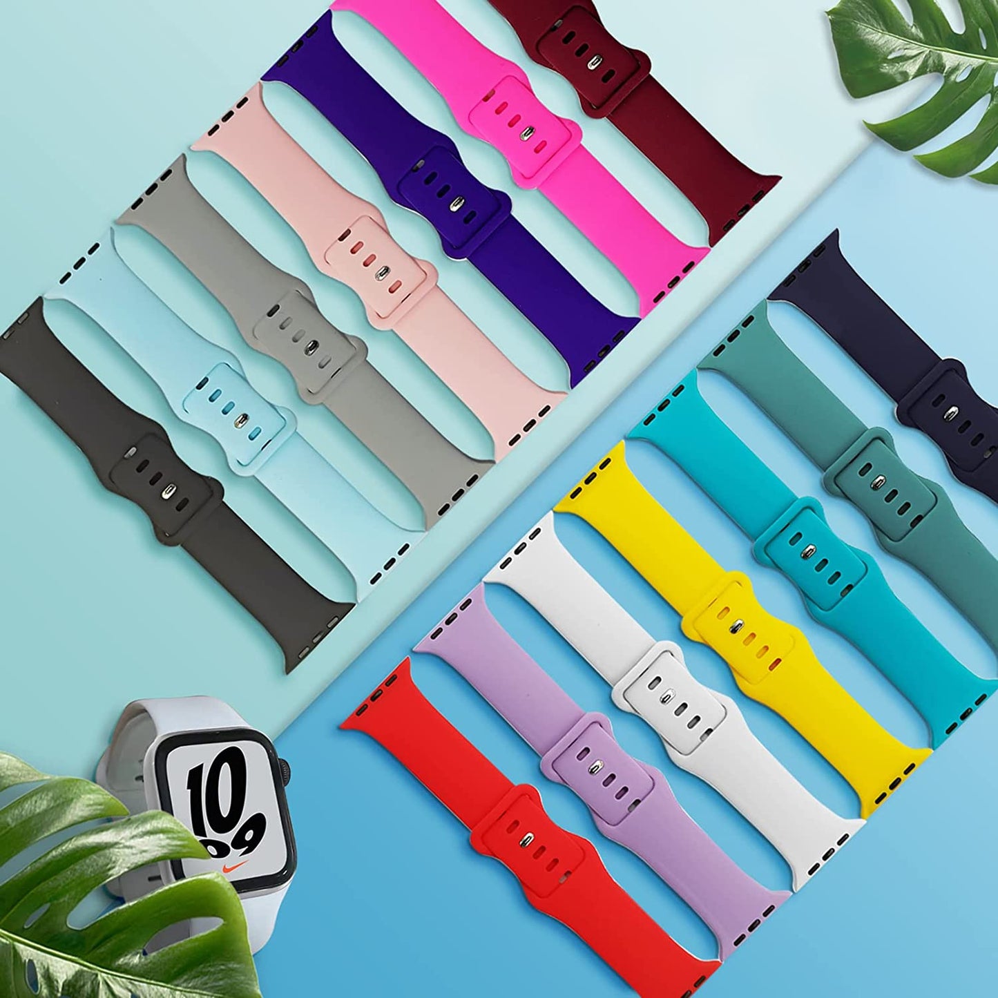 14 Pack Watch Bands Compatible with Apple Watch Bands 38Mm 40Mm 41Mm 42Mm 44Mm 45Mm 49Mm for Women Men,Apple Watch Sport Band,Apple Watch Silicone Band for Iwatch Series Ultra SE 8 7 6 5 4 3 2 1  DOBSTFY   